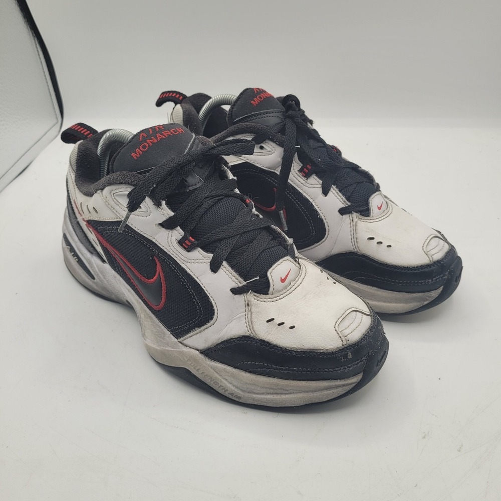 Nike Air Monarch IV 415445-101 Mens Size US9 White Black Leather Workout Shoes